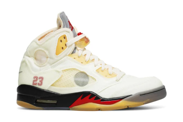 The Off-White x Air Jordan 5 SP 'Sail', 1:1 top quality replica shoes. Returns within 14 days. Shop now!