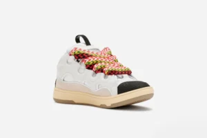 Lanvin Curb Leather and Glitter Sneakers 'White' REPS Shoes