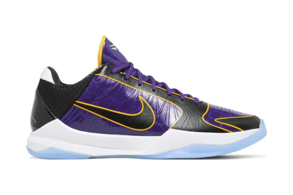 Debuted during All-Star Weekend, the Rep Kobe 5 Protro "Lakers" features the iconic combination of Court Purple, Metallic Gold and Black.