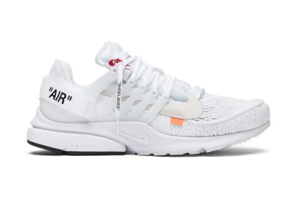 The replica shoe's is highlighted by rough seams and an exposed-foam tongue, while the mesh construction maintains the signature build of the Air Presto.